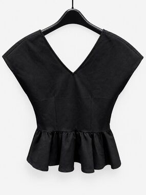 Love Bonito Black V-Neck Peplum Top